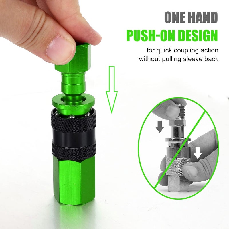 FYPower 15 Pieces 1/4" NPT Aluminum Air Coupler and Plug Kit, Quick Connect Air Fittings, Industrial Quick Connector Set (Green) - Image 5